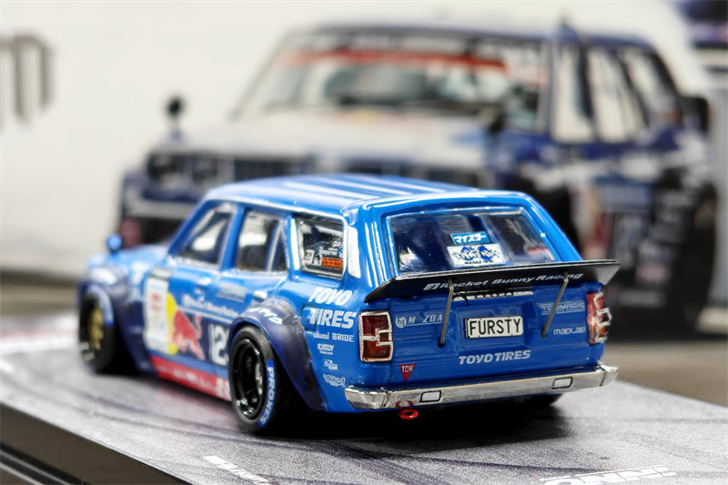 INNO 1:64 MAD MIKE 1976 RX3 Station Wagon D1GP 2024 BLUE#23 Diecast Model Car