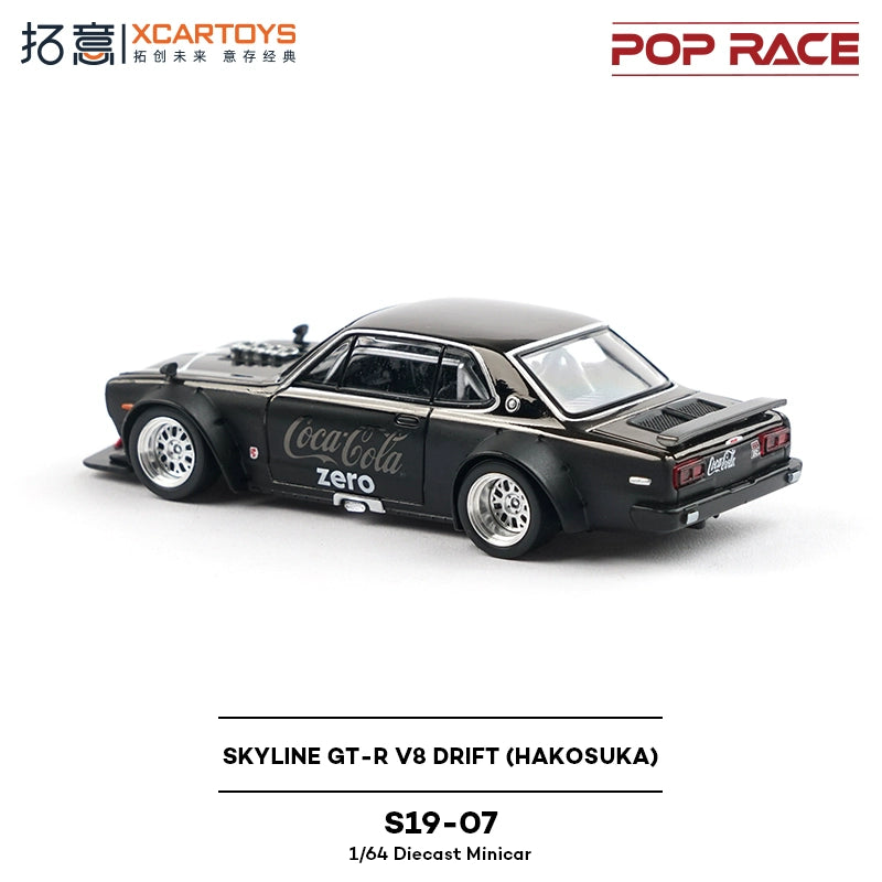 POP RACE 1:64 SKYLINE GT-R V8 Drift (HAKOSUKA) S19-07 CocaCola Zero Diecast Model Car
