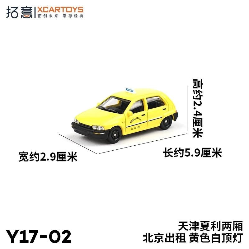 XCarToys x Pop Race 1:64 Daihatsu TIANJIN XIALI Taxi TJ7100 Taxi Yellow Diecast Model Car