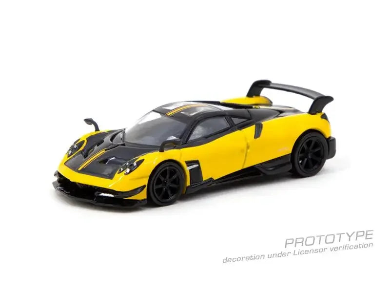 Tarmac Works 1:64 Pagani Huayra BC Giallo Limone Black Yellow Diecast Model Car