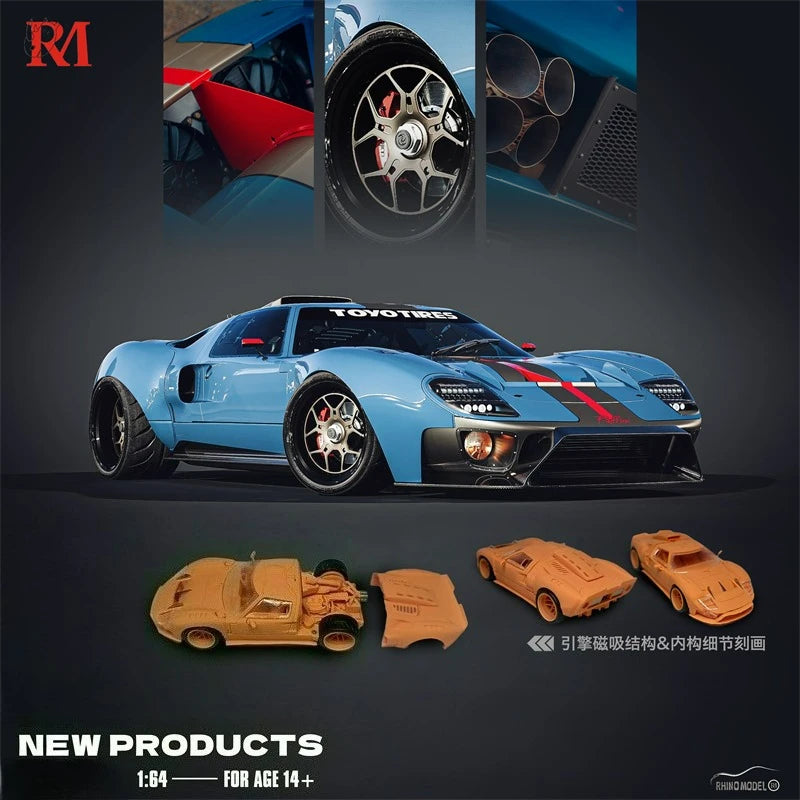Rhino Model RM 1:64 GT40 Blue Diecast Models Car