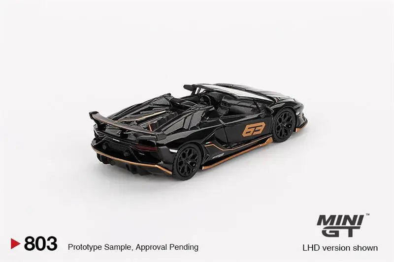 MINI GT 1:64 Aventador SVJ 63 Roadster Nero Aldebaran Black LHD Diecast Model Car