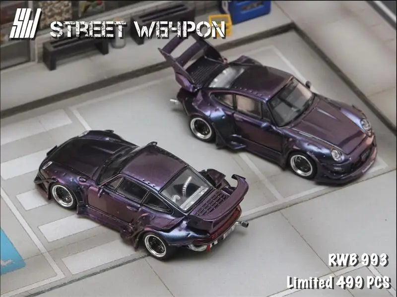 Street Weapon 1:64 RWB 993 low / High tail Chameleon limited499 Diecast Model Car