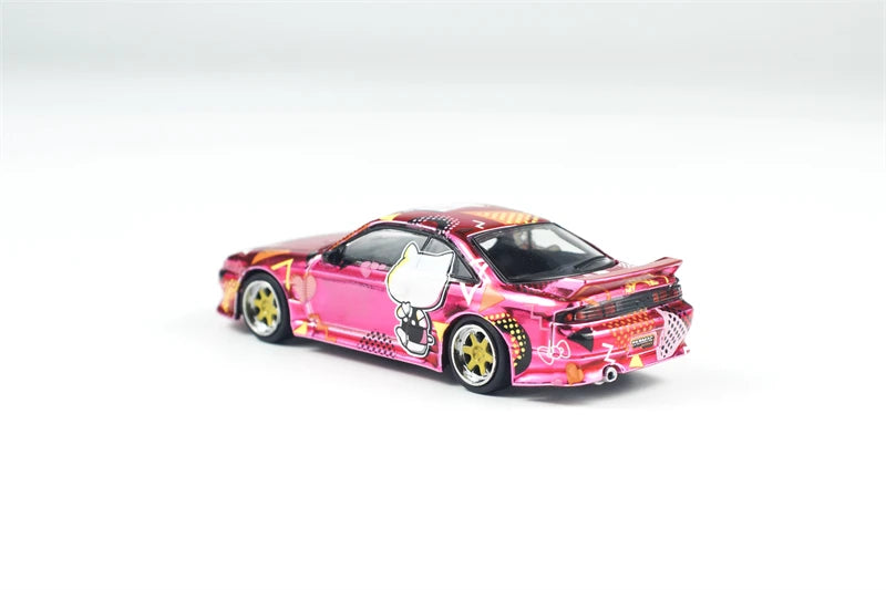TW Tarmac Work 1:64 S14 Silvia Vertex PinkChrome APA xpo 2025 Die-Cast Car Model Collection Miniature