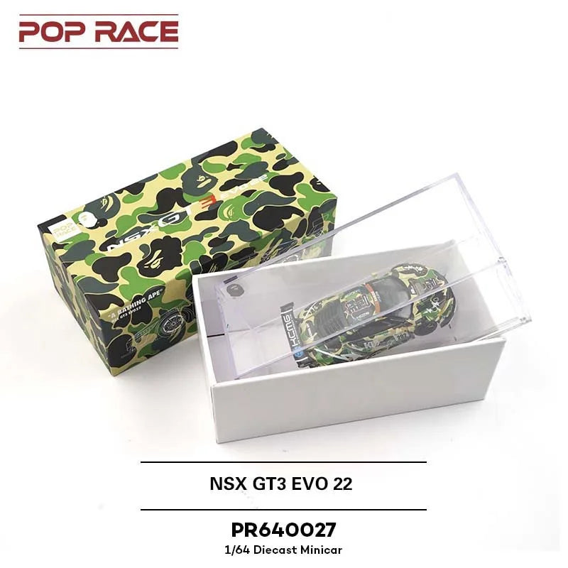 POP RACE 1:64 NSX GT3 EVO 22 bape Diecast Model Car