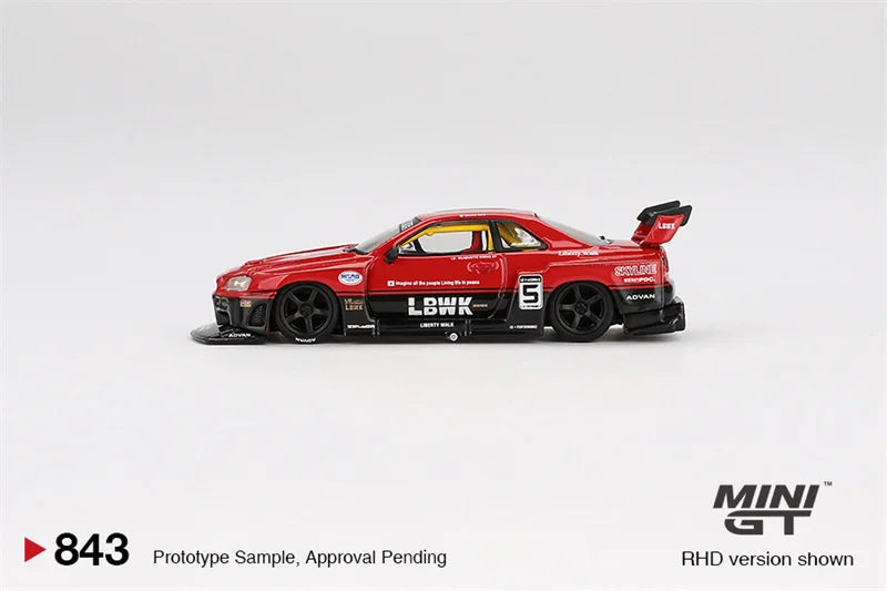 MINI GT 1:64 LB-ER34 Super Silhouette SKYLINE Red/Black Diecast Model Car