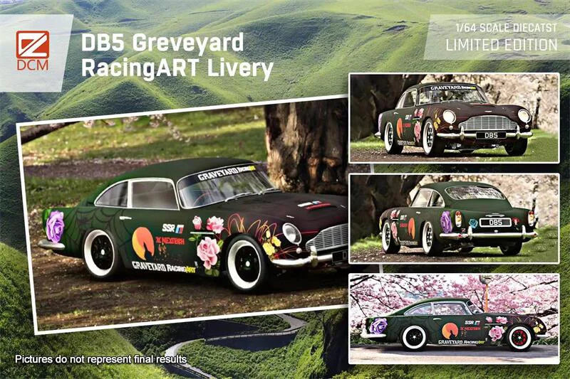 DCM 1:64 DB5 60 Years Celebration Caribbena Blue / Greveyard RacingART livery limited500 Diecast Model Car