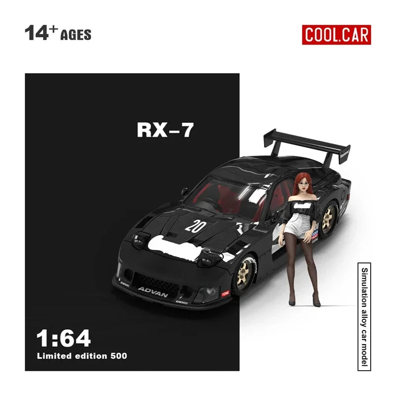 PreSale Cool Car /TimeMicro 1:64 RX-7 Black / Red Die-Cast Car Model Collection Miniature