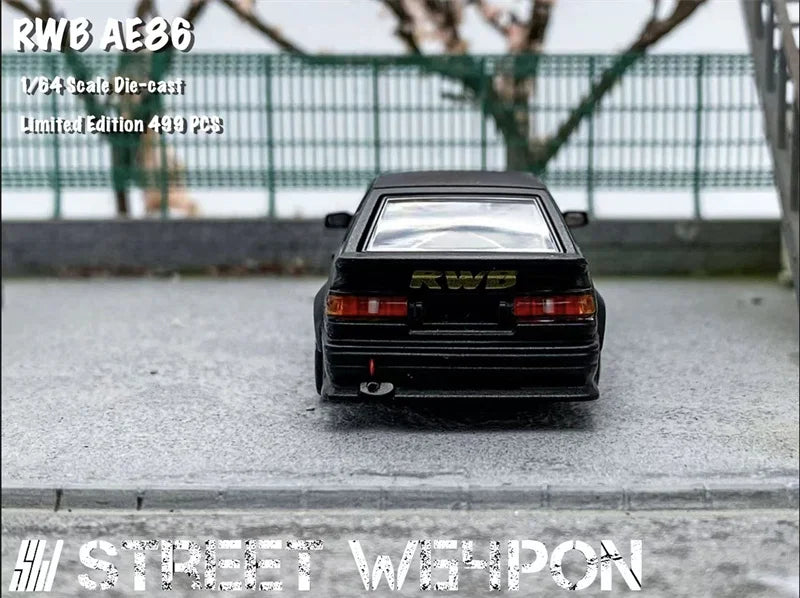 SW 1:64 RWB AE86 Matte black Limited500 Diecast Model Car