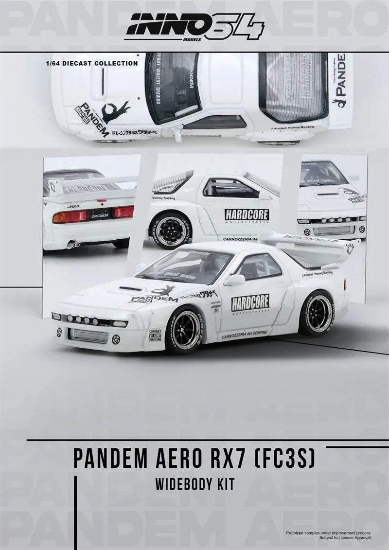 PreSale INNO 1:64 RX7 FC3S PANDEM AERO White Die-Cast Car Model Collection Miniature