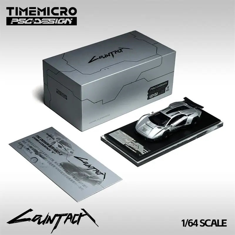 Time Micro x PSC 1:64 Countach V Silver Diecast Model Car