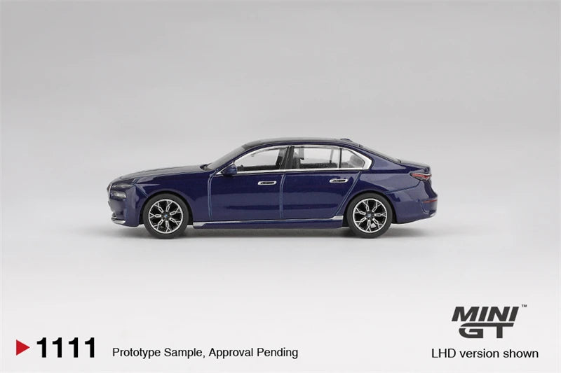 MINI GT 1:64 i7 xDrive60 Tanzanite Blue Metallic 1111 Diecast Model Car