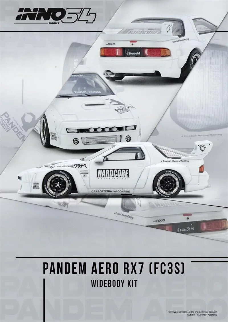 PreSale INNO 1:64 RX7 FC3S PANDEM AERO White Die-Cast Car Model Collection Miniature
