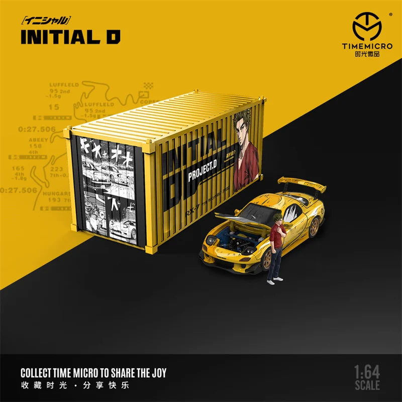 **Pre-Order** Time Micro 1:64 RX-7 Initial D yellow Limited999 Diecast Model Car