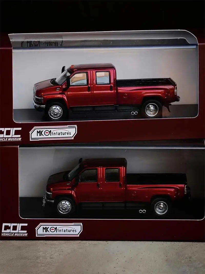 MK Miniatures & GOC 1:64 KODIAK / GMC TOP KICK PICK UP TRUCK Metallic Red Diecast Model Car
