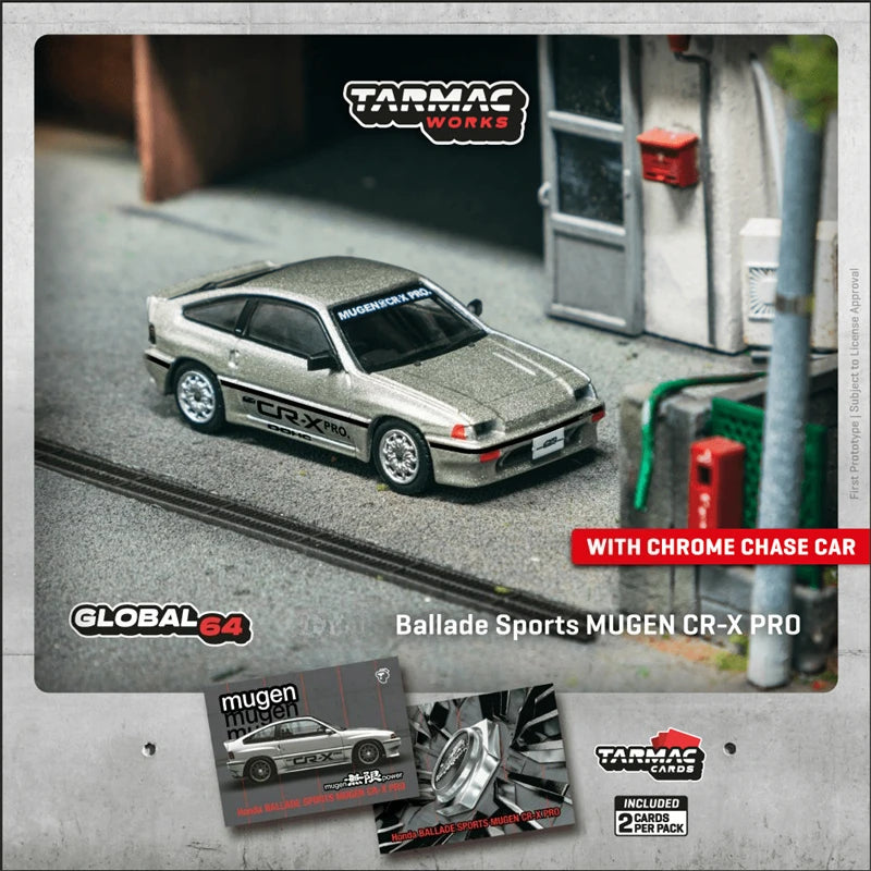 Tarmac Works 1:64 Ballade Sports MUGEN CR-X PRO Silver Diecast Model Car