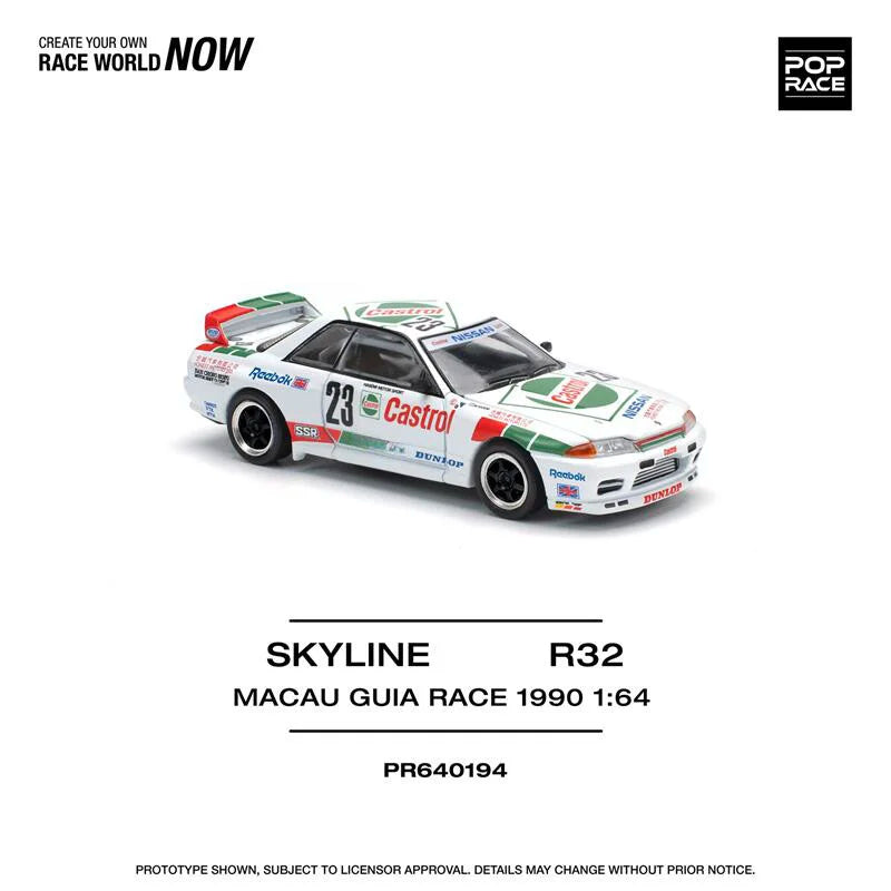 Pop Race 1:64 Skyline R32 Macau Guia Race #23 Diecast Model Car
