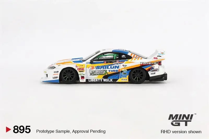 MINI GT #895 1:64 LBWK LB-Super Silhouette S15 SILVIA #555 2023 Die-Cast Car Model Collection Miniature