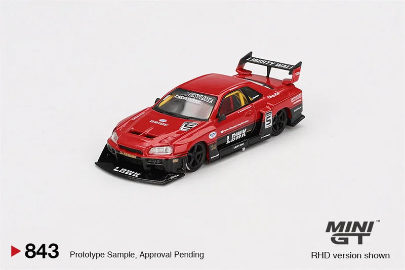 MINI GT 1:64 LB-ER34 Super Silhouette SKYLINE Red/Black Diecast Model Car