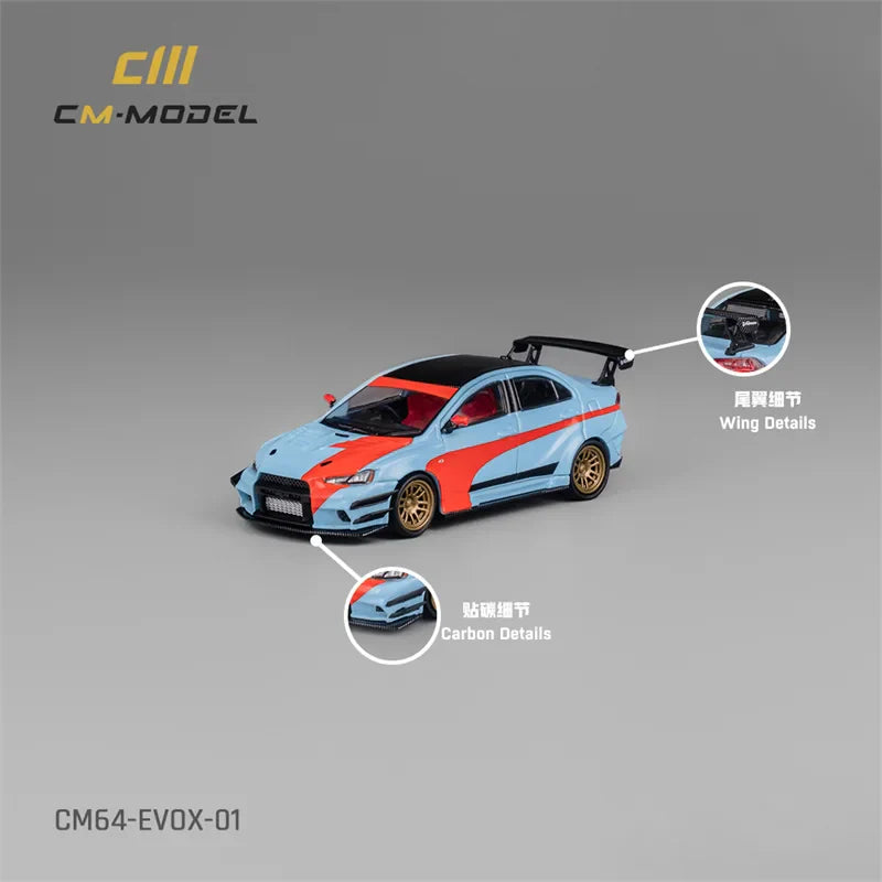 CM MODEL 1:64 Lancer EvoX Varis Widebody Orange&Blue Diecast Model Car