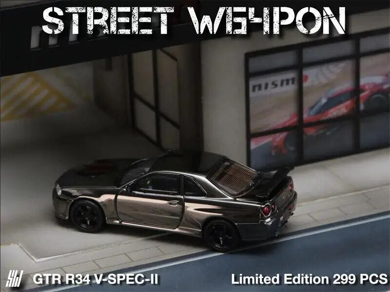 Street Weapon SW 1:64 GTR R34 V-SPEC-II electrotype limited299 Diecast Model Car