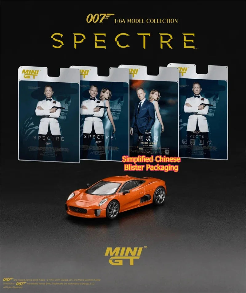 MINI GT #903 1:64 007 Jaguar C-X75 Orange Spectre Blister Packaging Die-Cast Car Model Collection Miniature