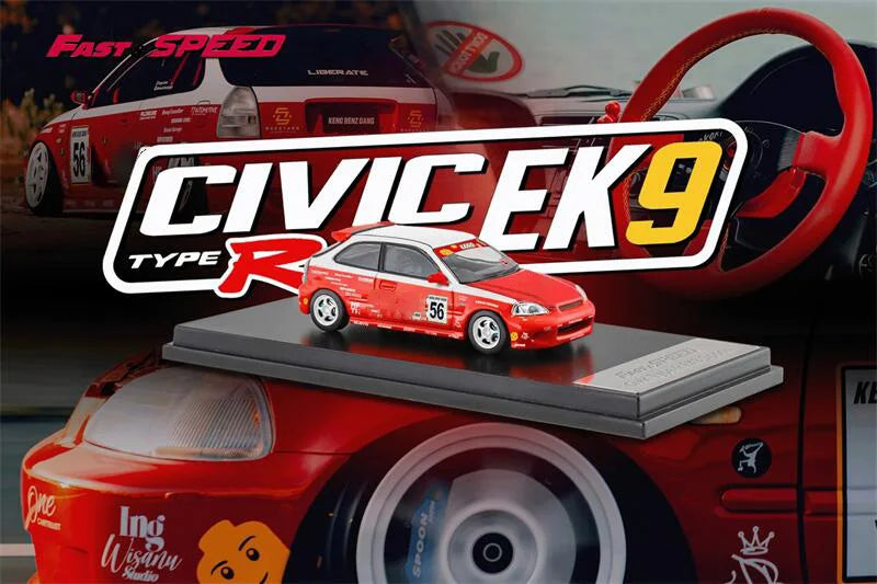 Fast Speed FS 1:64 Civic Type-R Mk1 EK9 Spoon Red #56 limited999 Diecast Model Car