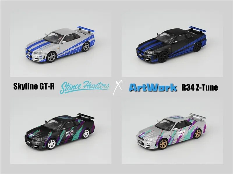 Stance Hunters SH 1:64 Skyline R34 GTR Z Tune Nismo Diecast Model Car