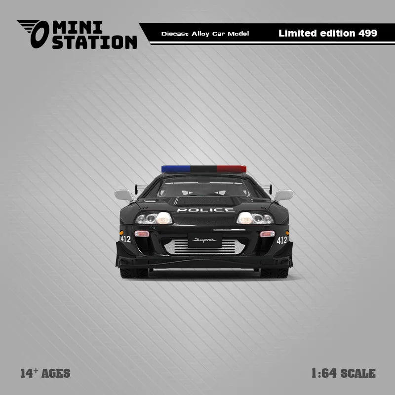 Mini Station 1:64 Supra A80Z GTA Police Car Diecast Model Car