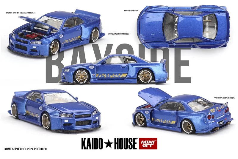 Kaido House x MINI GT 1:64 Skyline GT-R (R34) Kaido Works (V2 Aero) SHINJUKU V2 Diecast Model Car