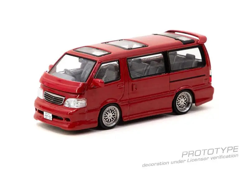 Tarmac Works 1:64 Toyota Hiace Wagon Custom Red Diecast Model Car