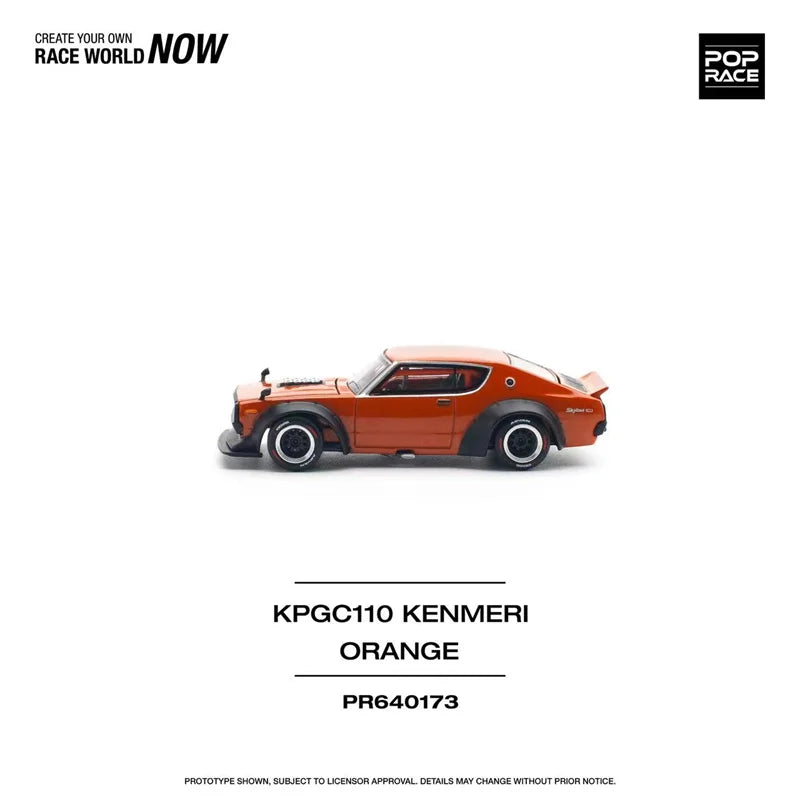 POP RACE 1:64 SKYLINE GT-R V8 DRIFT (KENMERI) ORANGE Diecast Model Car