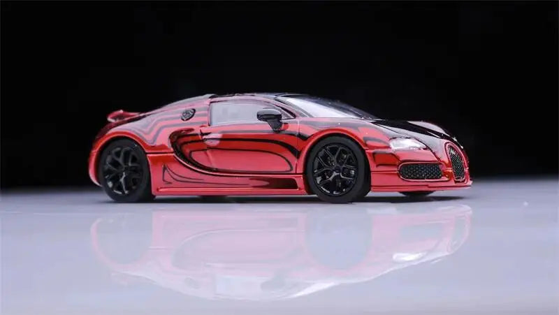**Pre-Order** Mortal x TPC 1:64 Bugatti Veyron Black White / Red limited799 Diecast Model Car