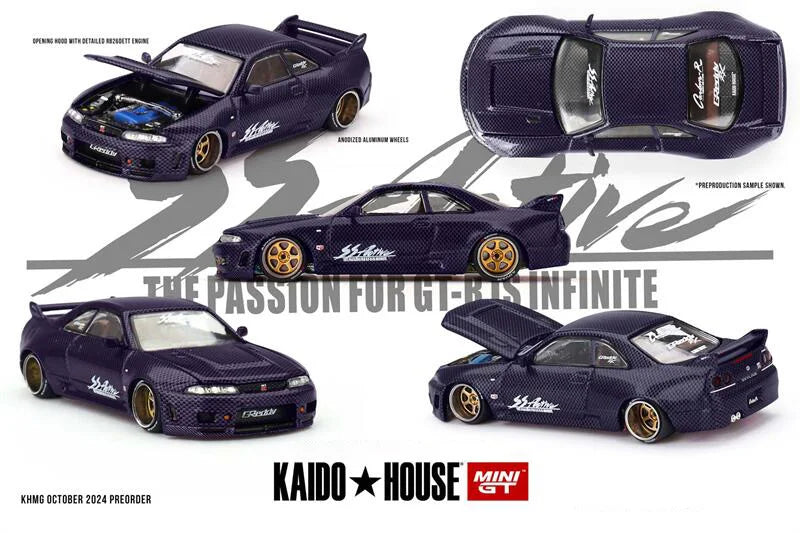 Kaido House x MINI GT 1:64 Skyline GT-R (R33) Active Carbon R V2 Diecast Model Car