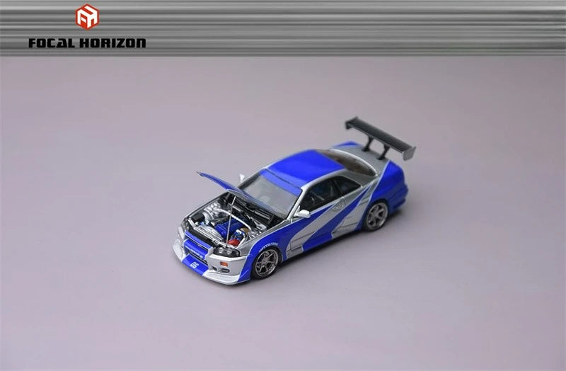 Focal Horizon FH 1:64 Skyline R34 C-West NFS SilverBlue Diecast Model Car
