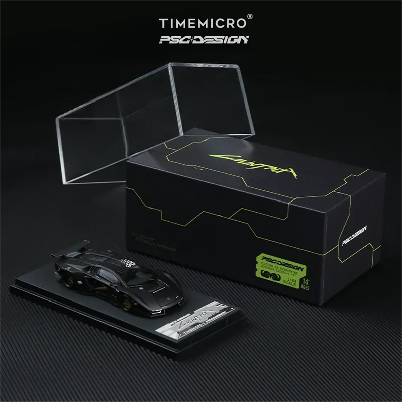 TM Time Micro x PSC DESIGN 1:64 PSC Countach MatteBlack Diecast Model Car
