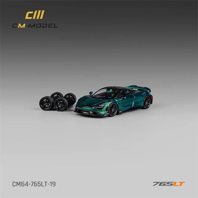 CM MODEL 1:64 765LT Chrome Green Fullcarbon Diecast Model Car