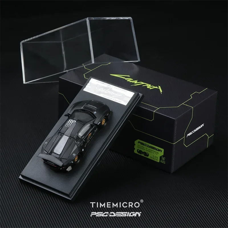 TM Time Micro x PSC DESIGN 1:64 PSC Countach MatteBlack Diecast Model Car