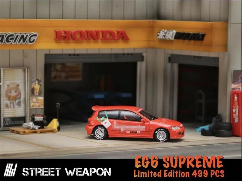 Street Weapon SW 1:64 EG6 SUP Red limited499 Diecast Model Car