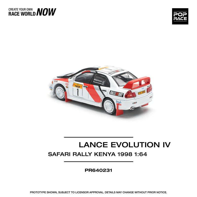 Pop Race 1:64 Lancer Evolution EVO IV Safari Rally Kenya 1998 #1 Diecast Model Car