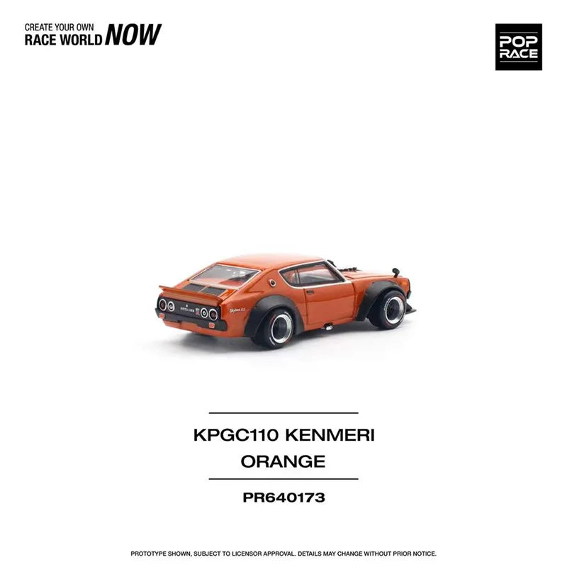 POP RACE 1:64 SKYLINE GT-R V8 DRIFT (KENMERI) ORANGE Diecast Model Car