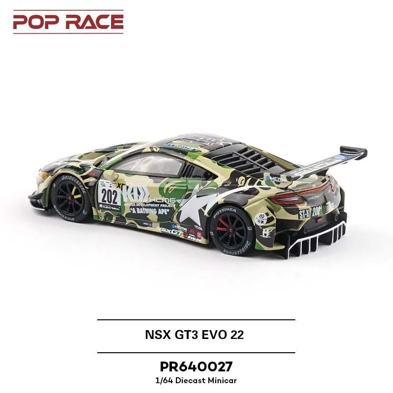POP RACE 1:64 NSX GT3 EVO 22 bape Diecast Model Car