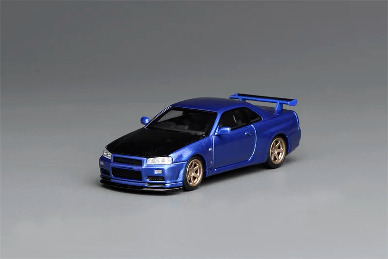 MOTORHELIX 1:64 SKYLINE R34 V-SPEC II CUSTOMIZED BAYSIDE BLUE Diecast Model Car