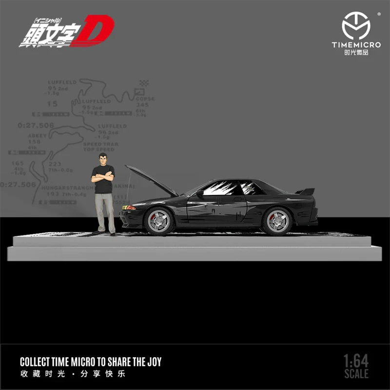 Time Micro 1:64 GTR32 Black /Initial D Limited 999 Diecast Model Car