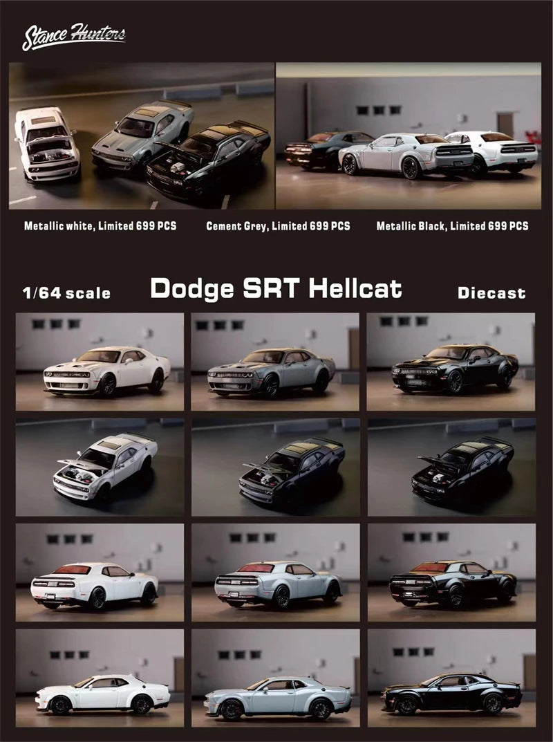 SH Stance Hunters 1:64 Dodge SRT Hellcat Metallic Grey Diecast Model Car