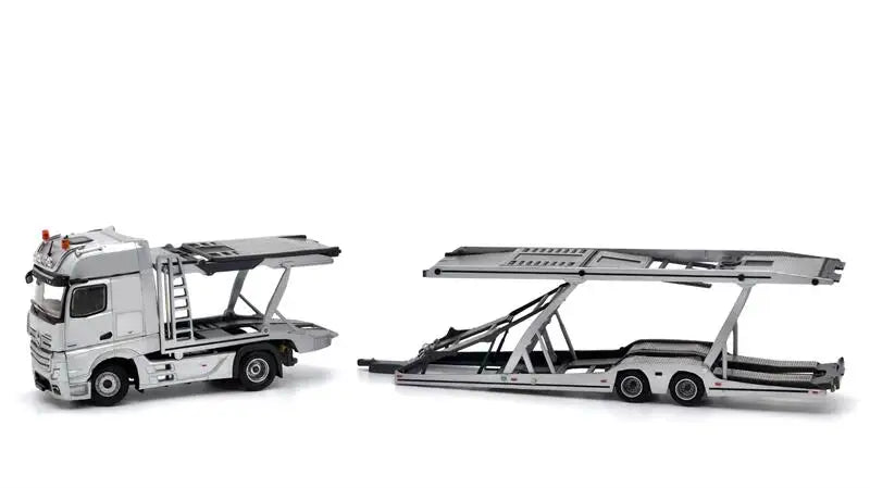 Unique Model × Tiny 1:64 MB Actros Double decker car trailer LHD Diecast Model Car