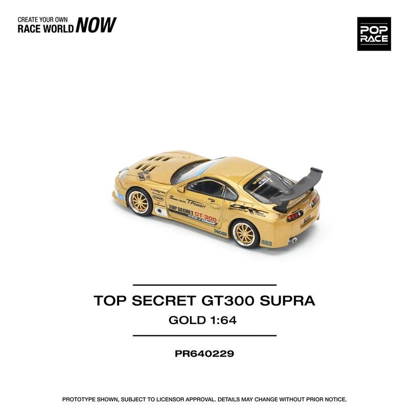 Pop Race 1:64 TOP SECRET GT300 SUPRA Gold Diecast Model Car