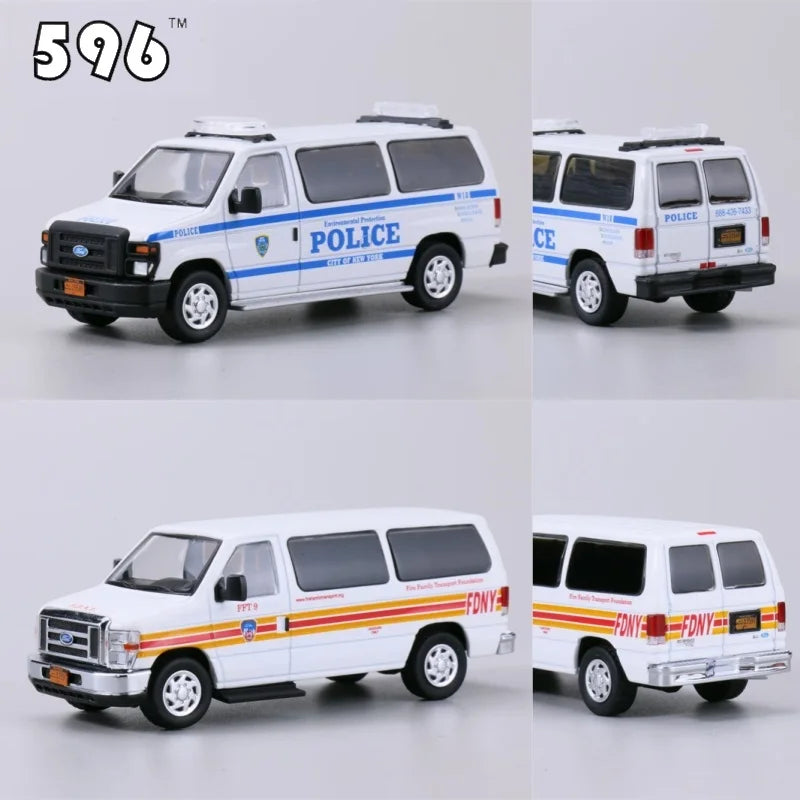 596 model 1:64 E350 NY Police Van Diecast Model Car