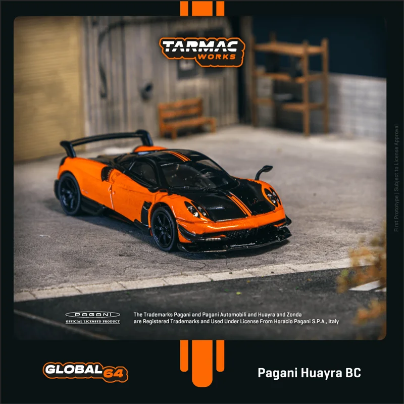 Tarmac Works 1:64 Pagani Huayra BC Arancio Saint Tropez BLACK ORANGE Diecast Model Car