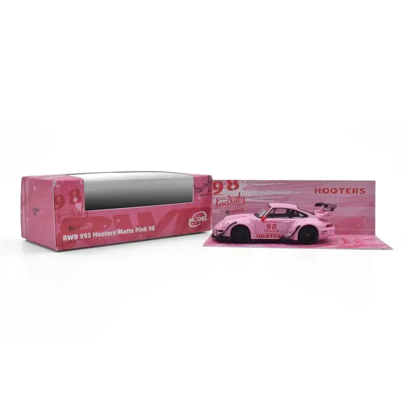 Model Model 1:64 RWB993 Matte Pink / Gold Die-Cast Car Model Miniature Gifts